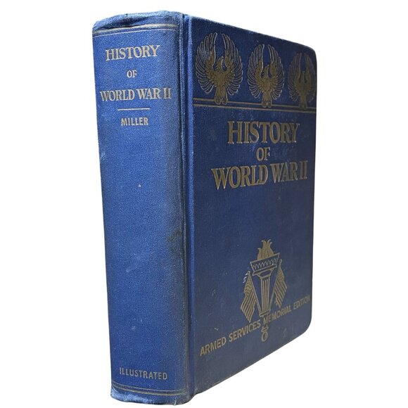 History Of World War II Blue Hardcover Book Armed Services Memorial Edition Illu - Picture 2 of 4